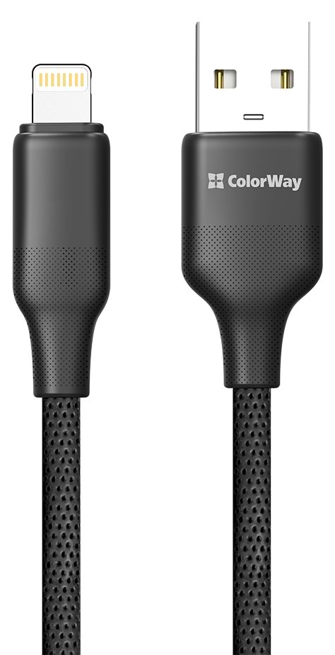 Кабель Colorway USB - Apple Lightning (TPE embossed) 3А 1м Black (CW-CBUL101-BK)